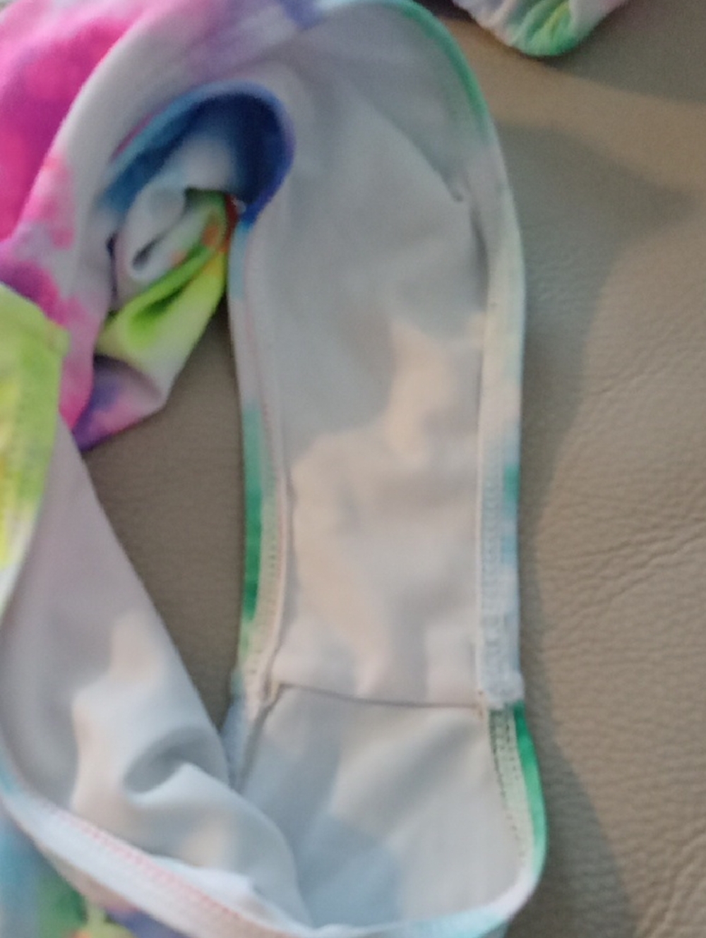 SHEIN Rainbow Tie-Dye Bikini - Pink, Orange, Green, Blue, Purple, White - Picture 4 of 5